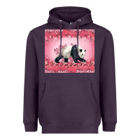 Plum Panda With Sakura Blooms Heavyweight Hoodie - LillyAllenDesigns