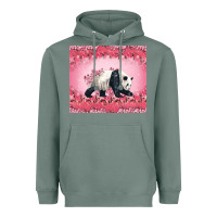 Sage Panda With Sakura Blooms Heavyweight Hoodie - LillyAllenDesigns