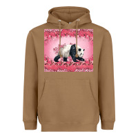 Toasted Coconut Panda With Sakura Blooms Heavyweight Hoodie - LillyAllenDesigns