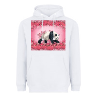 White Panda With Sakura Blooms Heavyweight Hoodie - LillyAllenDesigns