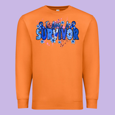 I Am A Survivor Colon Cancer Blue Ribbon Premium Sweatshirt Designed By Nancycooperartshop