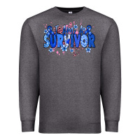 Charcoal Heather I am a survivor Colon Cancer blue ribbon Premium Sweatshirt - NancyCooperArtShop