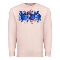 Pale Pink I am a survivor Colon Cancer blue ribbon Premium Sweatshirt - NancyCooperArtShop
