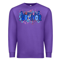 Purple I am a survivor Colon Cancer blue ribbon Premium Sweatshirt - NancyCooperArtShop
