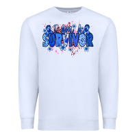 White I am a survivor Colon Cancer blue ribbon Premium Sweatshirt - NancyCooperArtShop