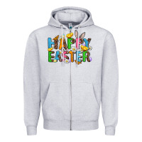 Heather Grey happy easter Zipper Hoodie - AdoDesignShop