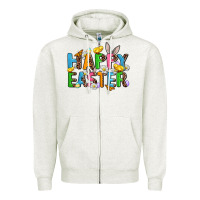 Oatmeal Heather happy easter Zipper Hoodie - AdoDesignShop