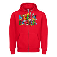 Red happy easter Zipper Hoodie - AdoDesignShop