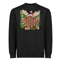 Black christmas reindeer Heavyweight Sweatshirt - MaliasSmallBusiness