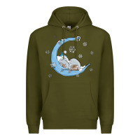 Army Green snowman and moon Premium Hoodie - MaliasSmallBusiness