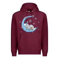 Burgundy snowman and moon Premium Hoodie - MaliasSmallBusiness