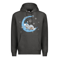 Charcoal Heather snowman and moon Premium Hoodie - MaliasSmallBusiness
