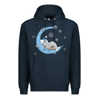 Navy snowman and moon Premium Hoodie - MaliasSmallBusiness