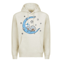 Oatmeal Heather snowman and moon Premium Hoodie - MaliasSmallBusiness