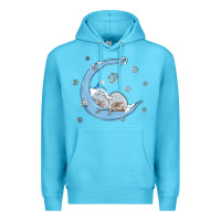 Ocean Blue snowman and moon Premium Hoodie - MaliasSmallBusiness