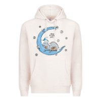 Pale Pink snowman and moon Premium Hoodie - MaliasSmallBusiness