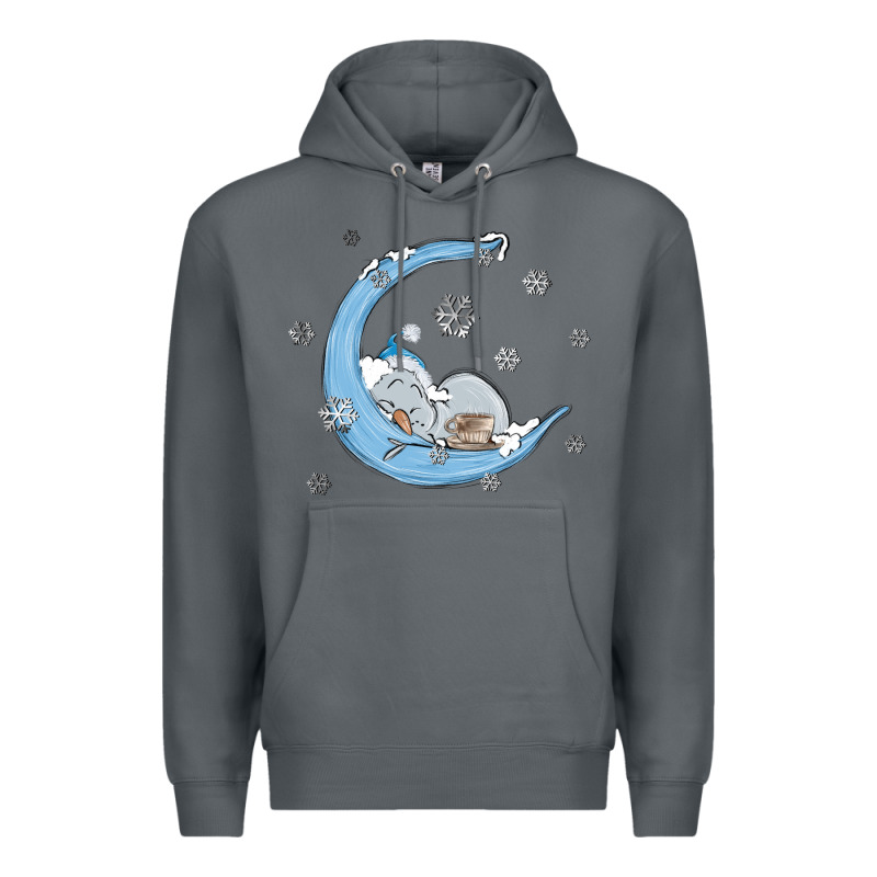 Snowman And Moon Premium Hoodie by MaliasSmallBusiness | Teevron