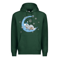 Sports Green snowman and moon Premium Hoodie - MaliasSmallBusiness