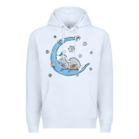 White snowman and moon Premium Hoodie - MaliasSmallBusiness