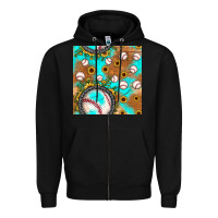 Black baseball turquoise sunflower seamless pattern Zipper Hoodie - JahusDesignShop