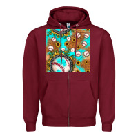 Burgundy baseball turquoise sunflower seamless pattern Zipper Hoodie - JahusDesignShop