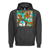 Charcoal Heather baseball turquoise sunflower seamless pattern Zipper Hoodie - JahusDesignShop