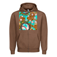 Chestnut baseball turquoise sunflower seamless pattern Zipper Hoodie - JahusDesignShop