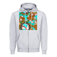 Heather Grey baseball turquoise sunflower seamless pattern Zipper Hoodie - JahusDesignShop