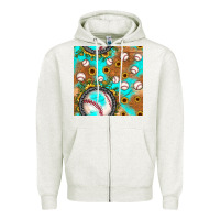 Oatmeal Heather baseball turquoise sunflower seamless pattern Zipper Hoodie - JahusDesignShop