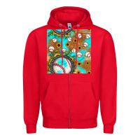 Red baseball turquoise sunflower seamless pattern Zipper Hoodie - JahusDesignShop