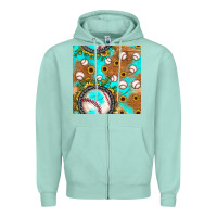 Seafoam baseball turquoise sunflower seamless pattern Zipper Hoodie - JahusDesignShop