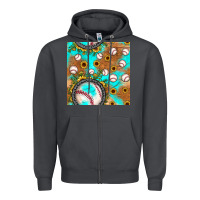 Smoke baseball turquoise sunflower seamless pattern Zipper Hoodie - JahusDesignShop