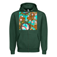Sports Green baseball turquoise sunflower seamless pattern Zipper Hoodie - JahusDesignShop
