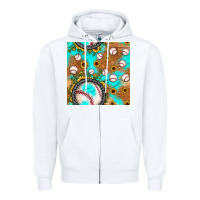 White baseball turquoise sunflower seamless pattern Zipper Hoodie - JahusDesignShop