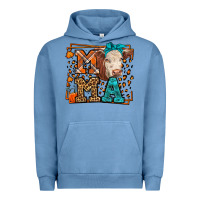 Pigment Pebble Blue Western Fall Cow Mama Urban Hoodie - LillyAllenDesigns