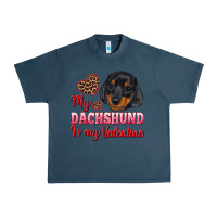 Midnight Navy my dachshund is my valentine Urban Heavy Tee - RanaPortraitStore
