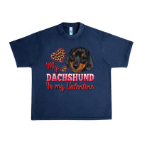 Navy my dachshund is my valentine Urban Heavy Tee - RanaPortraitStore