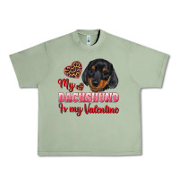 Oil Green my dachshund is my valentine Urban Heavy Tee - RanaPortraitStore