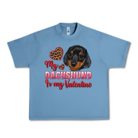 Pebble Blue my dachshund is my valentine Urban Heavy Tee - RanaPortraitStore
