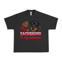 Pigment Black my dachshund is my valentine Urban Heavy Tee - RanaPortraitStore