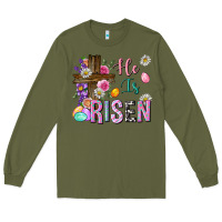 Army Green he is risen easter Long Sleeve Tee - Neo Western
