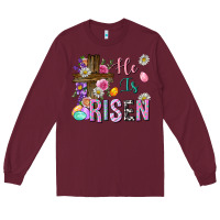 Burgundy he is risen easter Long Sleeve Tee - Neo Western