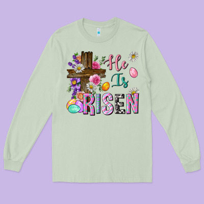 He Is Risen Easter Long Sleeve Tee Designed By Neo Western