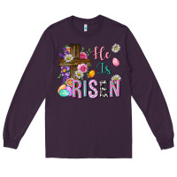 Plum he is risen easter Long Sleeve Tee - Neo Western