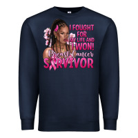Navy I fought for my life and i won afro woman Premium Sweatshirt - NancyCooperArtShop