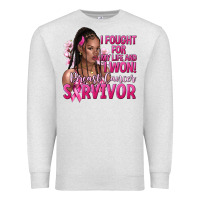 Oatmeal Heather I fought for my life and i won afro woman Premium Sweatshirt - NancyCooperArtShop