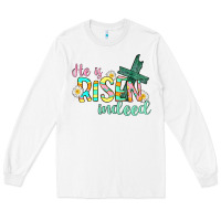 White He is risen indeed Easter Long Sleeve Tee - CowGirlArtShop