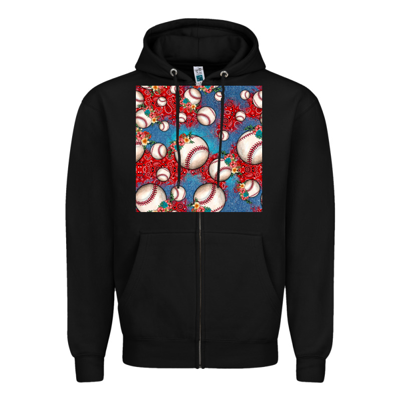 Baseball Paisley And Jean Pattern, Baseball Seamless Pattern Zipper Hoodie by JahusDesignShop | Teevron