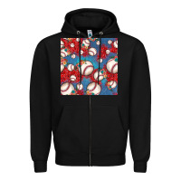Black baseball paisley and jean pattern, baseball seamless pattern Zipper Hoodie - JahusDesignShop