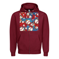 Burgundy baseball paisley and jean pattern, baseball seamless pattern Zipper Hoodie - JahusDesignShop